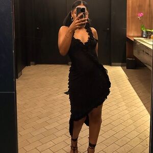 Ruffle Detail Asymmetric Dress